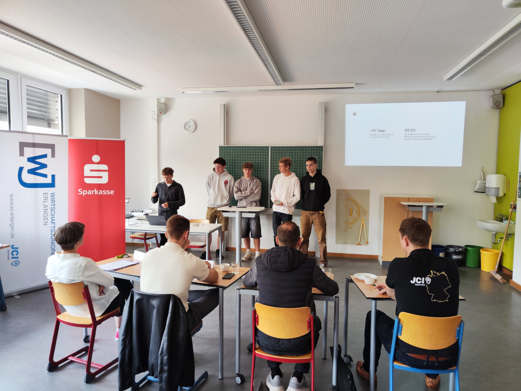 Jung, kreativ, unternehmerisch: Schulfinale des Gesch&auml;ftsmodell-Pitches am ASG  begeistert Fachjury